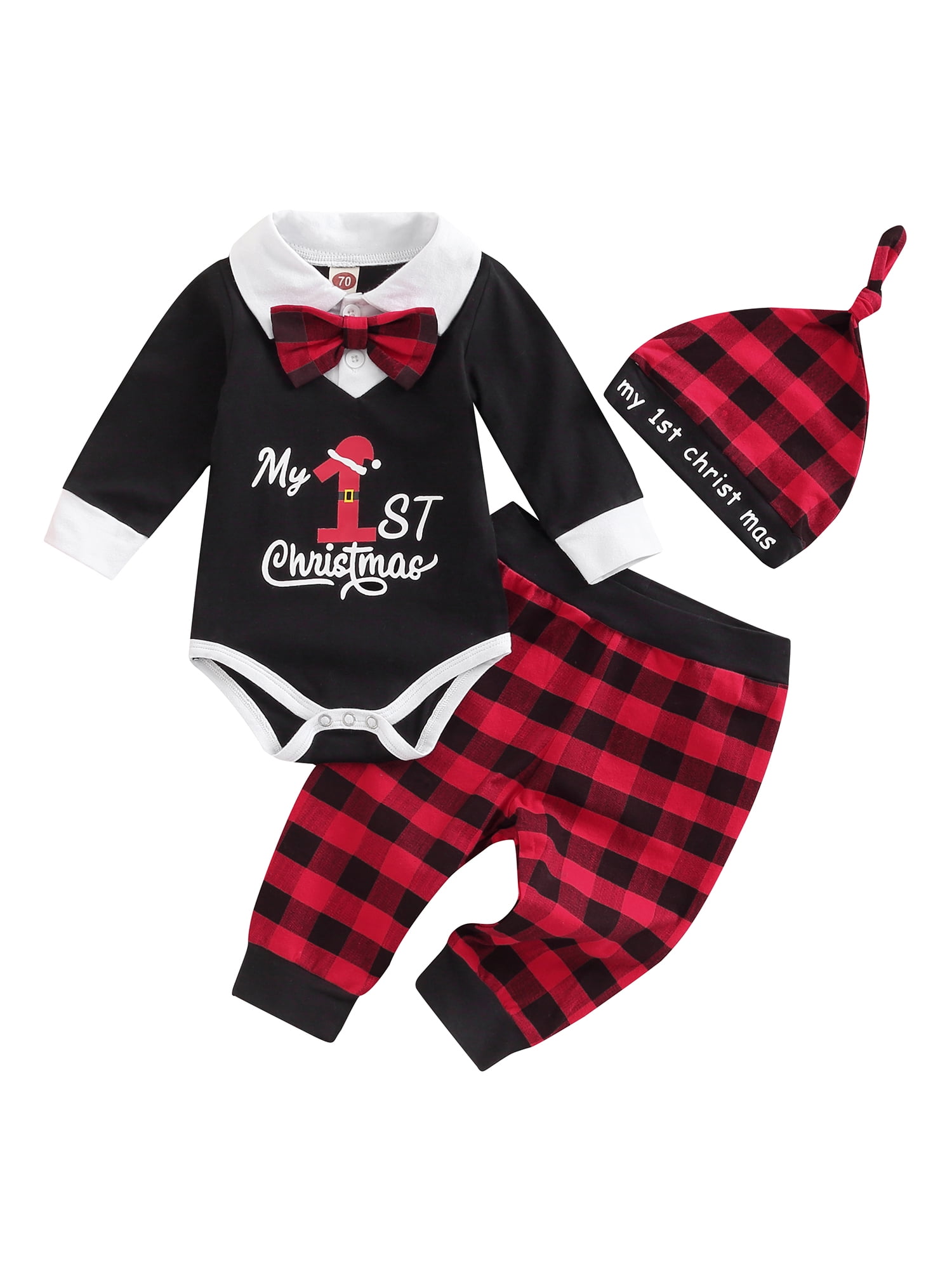 Bebiullo Kids Baby Boys Santa Suit My 1st Christmas Long Sleeve Romper