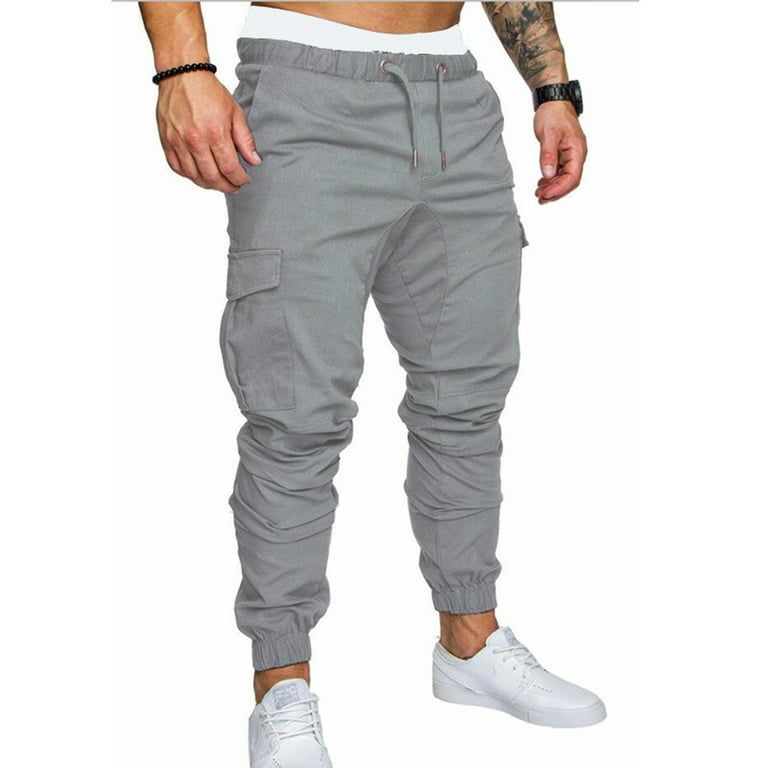 Bebiullo Men s Fashion Cargo Pants with Pockets Slim Fit Casual Jogger Pants Lightweight Trousers Sweatpants Outdoor Sports Grey S Walmart