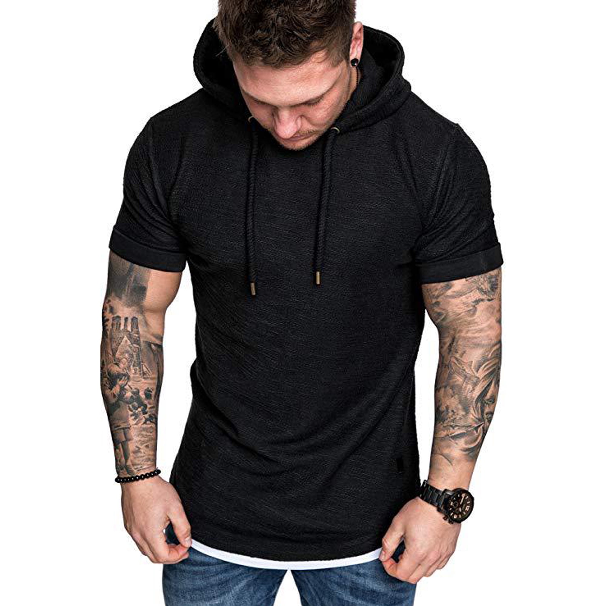 Short sleeve hoodie shirt discount