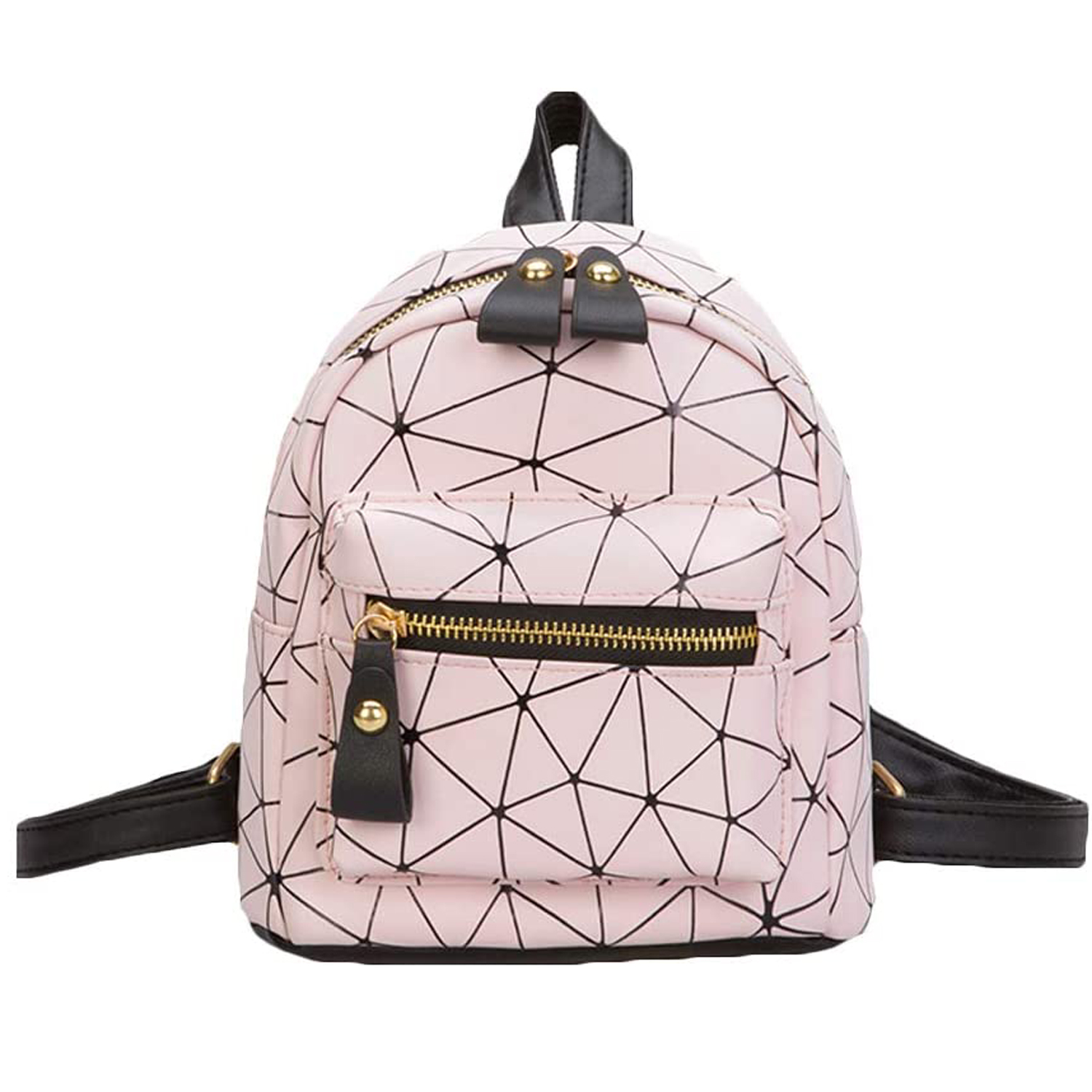 Bebiullo Mini Leather Backpack, Small Geometric Backpack for Women Waterproof Shoulder Bag for Teen Girls School Bag Travel Bag - image 1 of 6