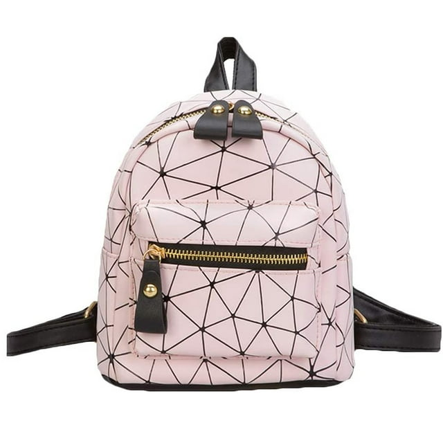 Bebiullo Mini Leather Backpack, Small Geometric Backpack for Women Waterproof Shoulder Bag for Teen Girls School Bag Travel Bag