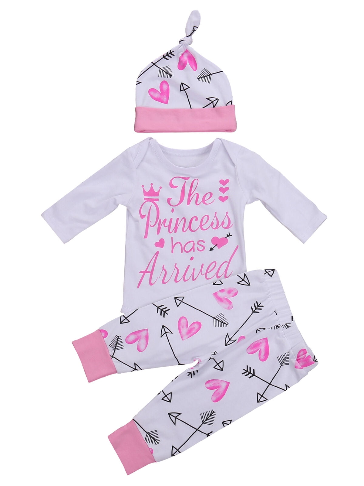 Bebiullo Newborn Kids Infant Baby Girls Clothes Romper Jumpsuit Bodysuit Pants 4PCS Outfit Set