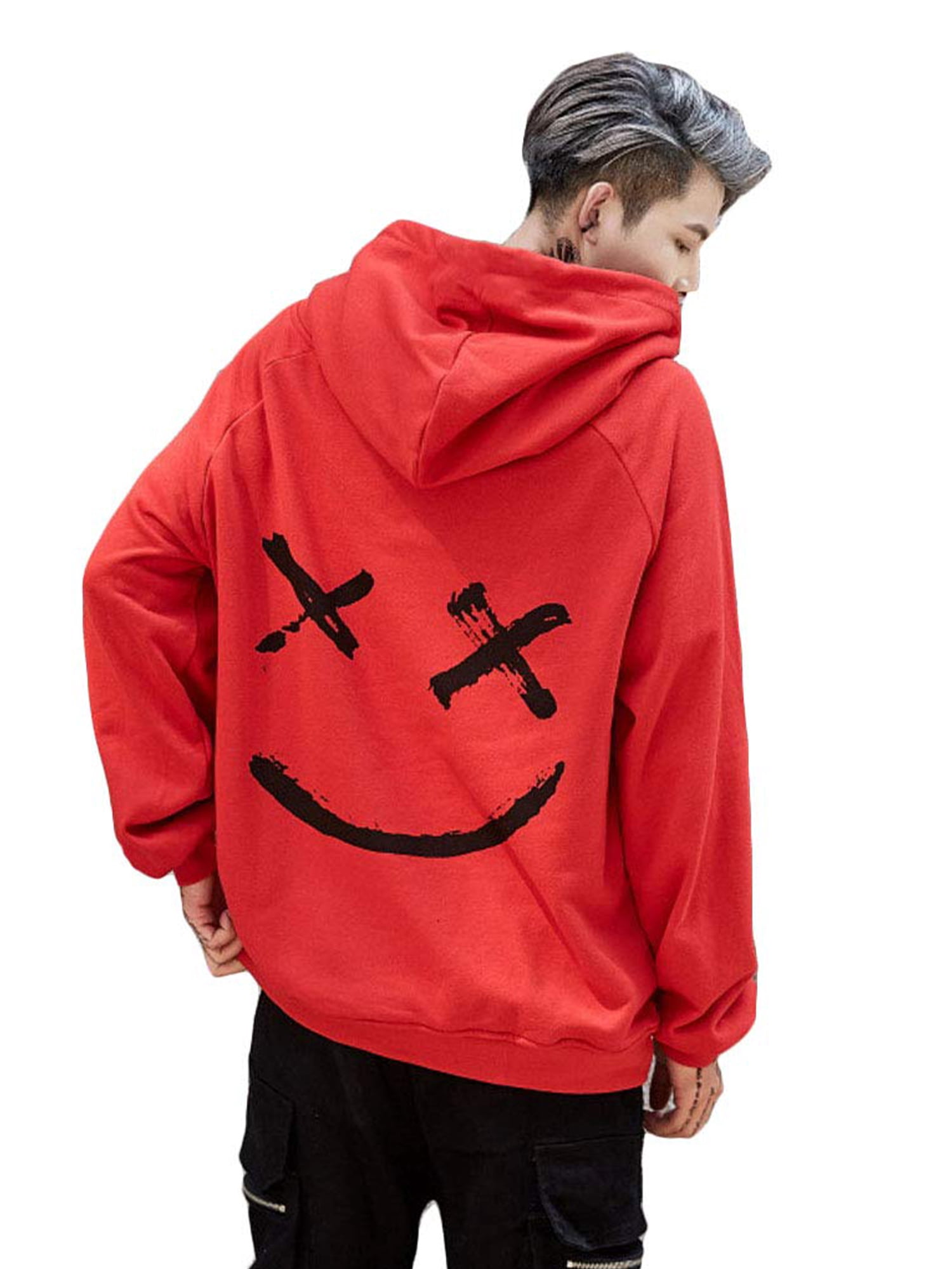 Bebiullo Unisex Hoodies Sweatshirt Happy Smiling Face Print Men Patchwork  Hoodies Women Long Sleeve Hooded Pullover Jumper Sweatshirt Red XXXL -  Walmart.com