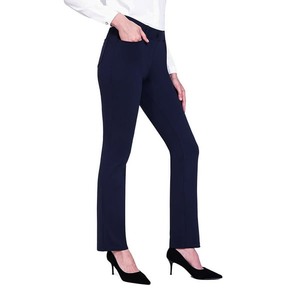 Bebiullo Womens High Waisted Pants Bootcut Yoga Dress Pants Stretch Sweat Pants Female Casual Navy Blue S