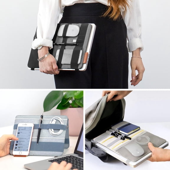 Beblau FOLD Portable TECH Organizer attachable to your Devices | Desk Sleeve | Gadget case | Working from Home Essentials | Laptop accessories | Backpack Insert | Portfolio |