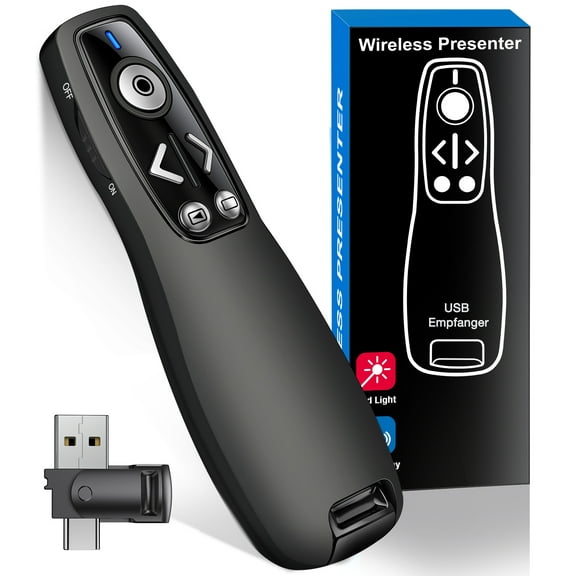 Beboncool 2 Pack Wireless Presenter with Intuitive Controls, Dual USB-C Connectivity & High-Visibility Laser – Perfect for Remote Teaching, Business Presentations, and Conference Meetings