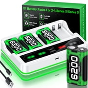 Beboncool 4x6200 mwh Rechargeable Battery Pack for Xbox Series X Controller with 3 Charging Modes,White