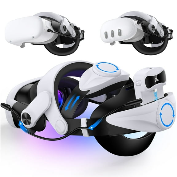 Adjustable Head Strap with 7500mAh Battery Pack for Meta/Oculus Quest 2/3, White