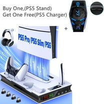 Beboncool PS5 Cooling Fan Stand with Dual Controller Charger Station for Playstation 5/PS5 Pro/PS5 Silm/PS5 Controller-White