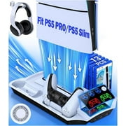 Beboncool PS5 Silm Stand, Cooling Fan Stand and Dual Controller Charger Station for PlayStation PS5 Silm/2020 Playstation 5 Console, Black