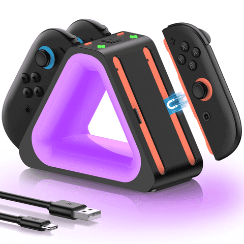 Beboncool Switch 2 Accessories/Charging Dock for Nintendo Switch 2 Joy-Con Controllers, 4-Port Magnetic Charger with 8 LED Modes & 3-Hour Fast Charge