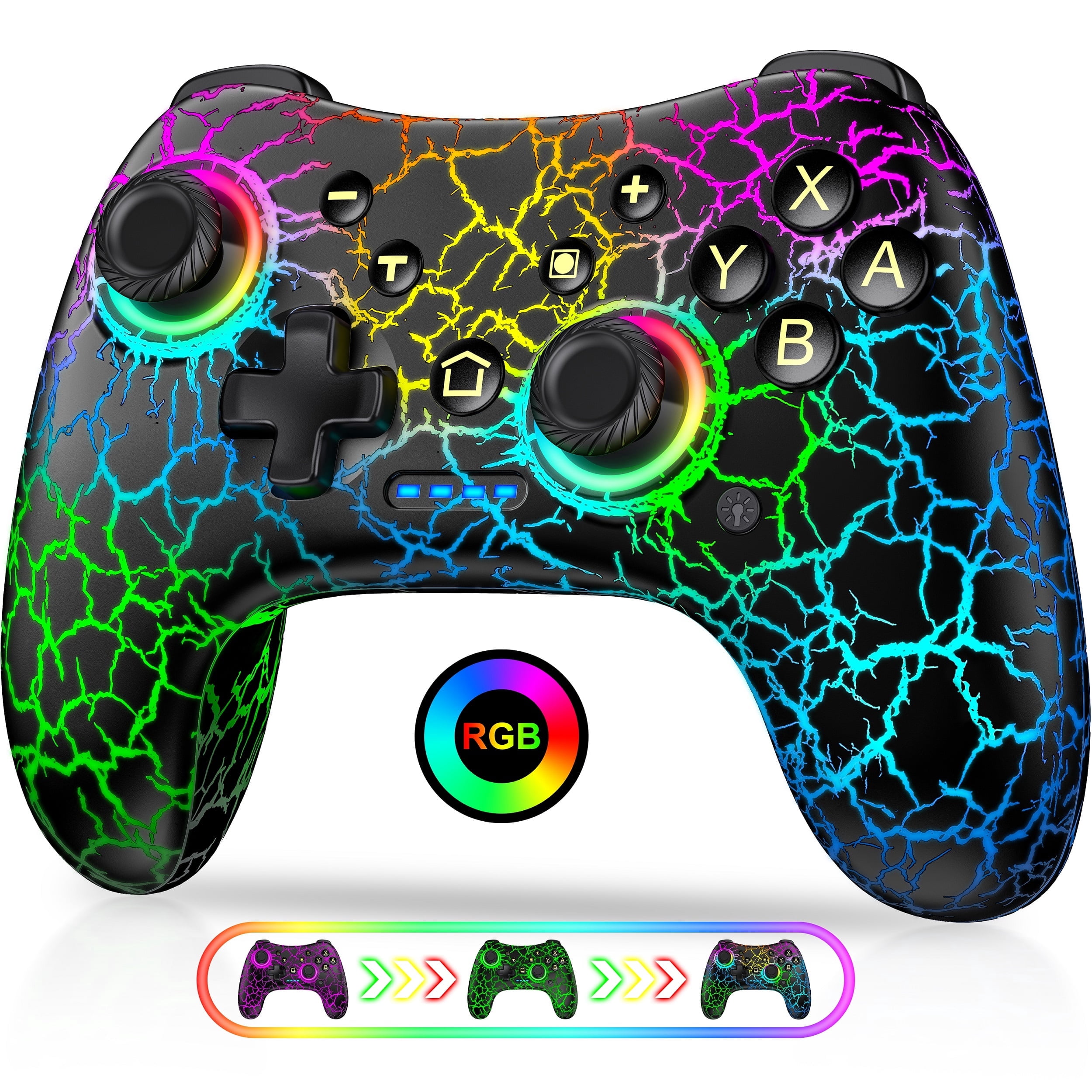 Beboncool Wireless Switch Pro Controller for Nintendo Switch/Lite/OLED /PC/IOS/Android,Crack Black