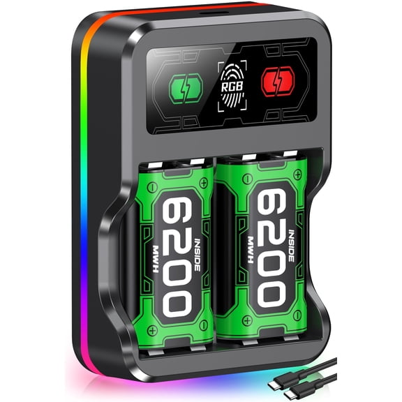 Beboncool 2*6200mAh Rechargeable Battery Pack Compatible with Xbox One/Series X/S/Elite