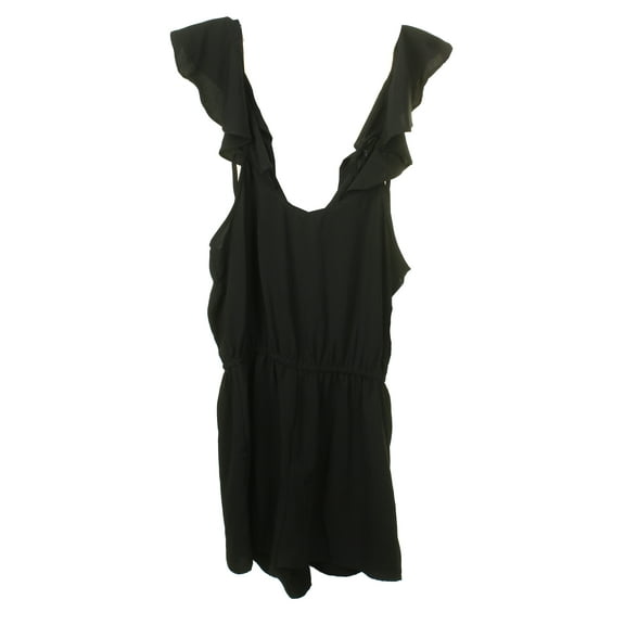 Bebop Womens Black Sleeveless Ruffled Solid Romper S