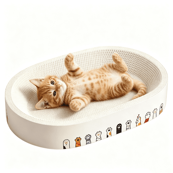 Qirvatek Cat Scratching Pads White Corrugated Cardboard , Wear-resistant, Low-shedding
