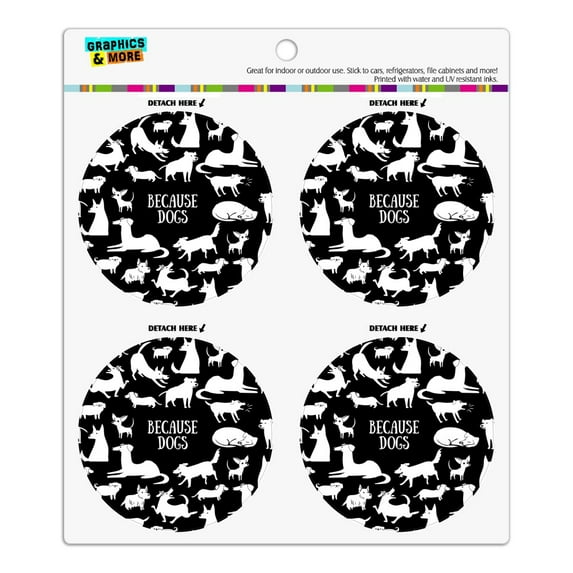 Because Dogs Funny Playing Around Refrigerator Fridge Locker Vinyl Circle Magnet Set
