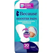 Because Incontinence Booster Pads Overnight - Ultra Long 16", For Women and Men, Adds 4 Cups Absorbency to Adult Diapers. 20 Boosters