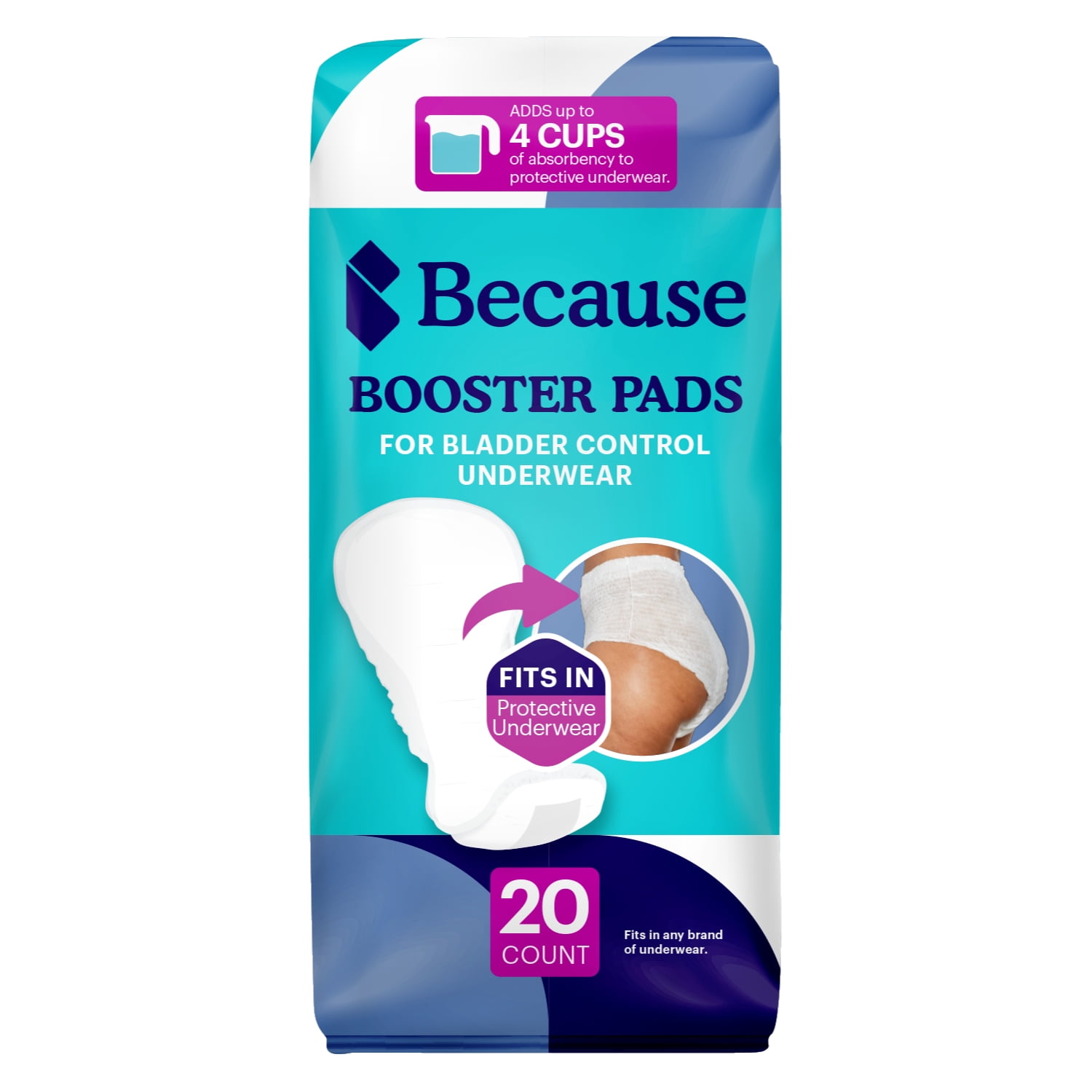 Because Premium Booster Pads for Incontinence Maximum Absorbency