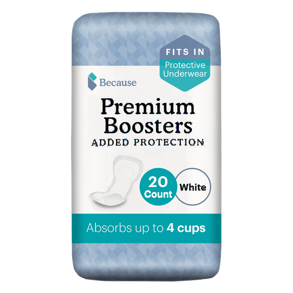 Because Premium Incontinence Booster Pads - Maximum Absorbency, 20 Ct