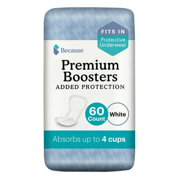 Because Premium Incontinence Booster Pads - Maximum Absorbency, 60 Ct