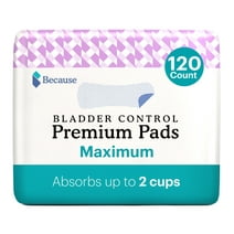 Because Premium Incontinence Pads for Women - Discreet, Individually Wrapped Incontinence Liners - Maximum Absorbency, 120 Pads