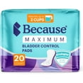 thumbnail image 1 of Because Maximum Absorbency Incontinence Pads for Women, 20 Pads, 1 of 6