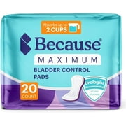 Because Maximum Absorbency Incontinence Pads for Women, 20 Pads