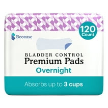 Because Premium Incontinence Pads for Women - Overnight Absorbency, 120 Ct