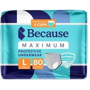 Because Premium Maximum Incontinence Underwear for Men - Grey, L, 80 Ct