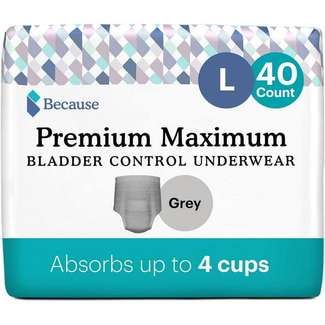 Because Premium Maximum Plus Pull Up Underwear for Men Absorbent