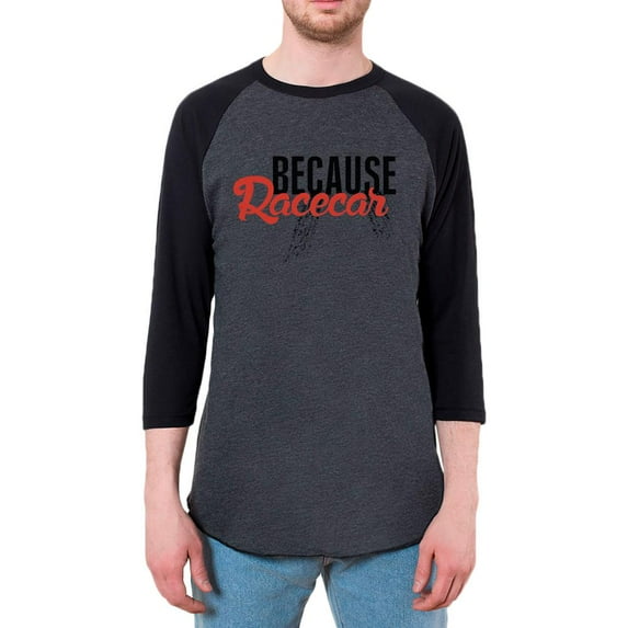 Because Racecar Mens Ringer T Shirt Heather Black-Black MD
