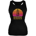 thumbnail image 1 of Because Science Space Rocket Retro Sunrise Sun 80s Juniors Soft Tank Top Black X-LG, 1 of 1