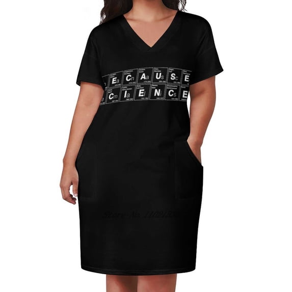 Because Science! ( White ) Loose Pocket Dress Women'S Printed Dresses Casual Dress New Design Science Scientist Periodic
