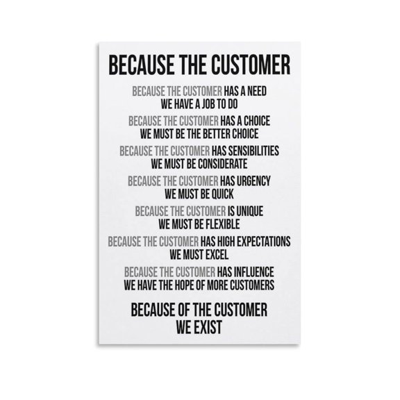 Because The Customer Quotes Poster Business Print (1) Canvas for Living Room Bedroom Decor