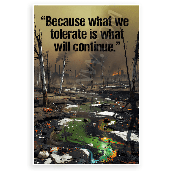 "Because What We Tolerate Is What Will Continue" Environmental Motivational 12x18 US Made Poster