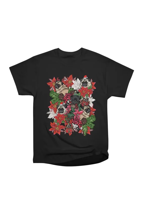Because Xmas Pug T-Shirt Tee Gift For Him Merch For Her Apparel For Friend