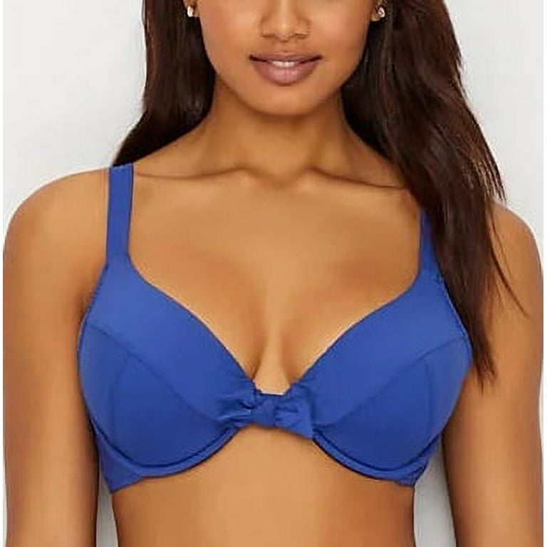 Becca BLUE TOPAZ Color Code Push-Up Bikini Swim Top, US Large 