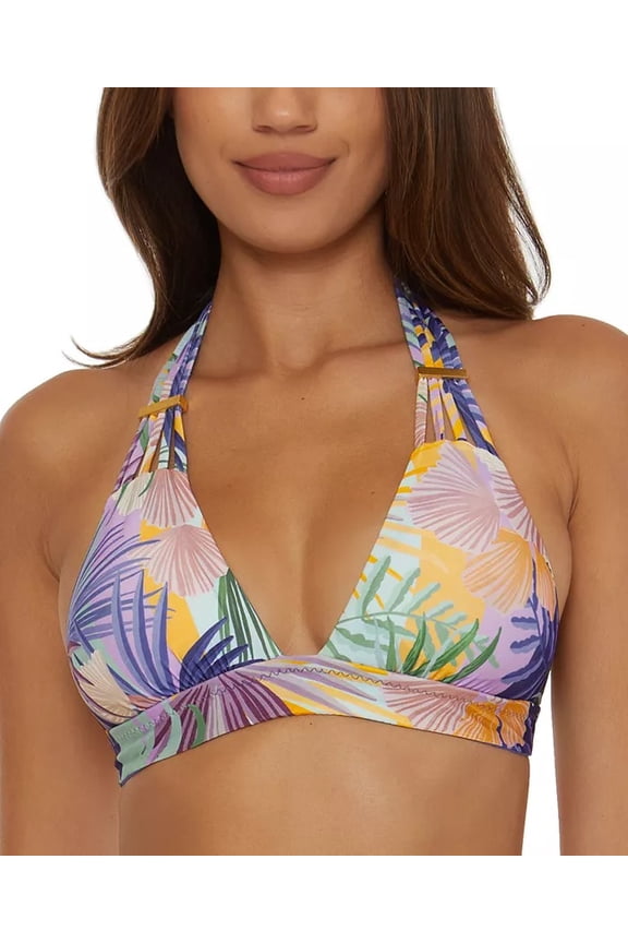 Becca MULTI Under The Sea Allie Triangle Halter Bikini Swim Top, US D-Cup