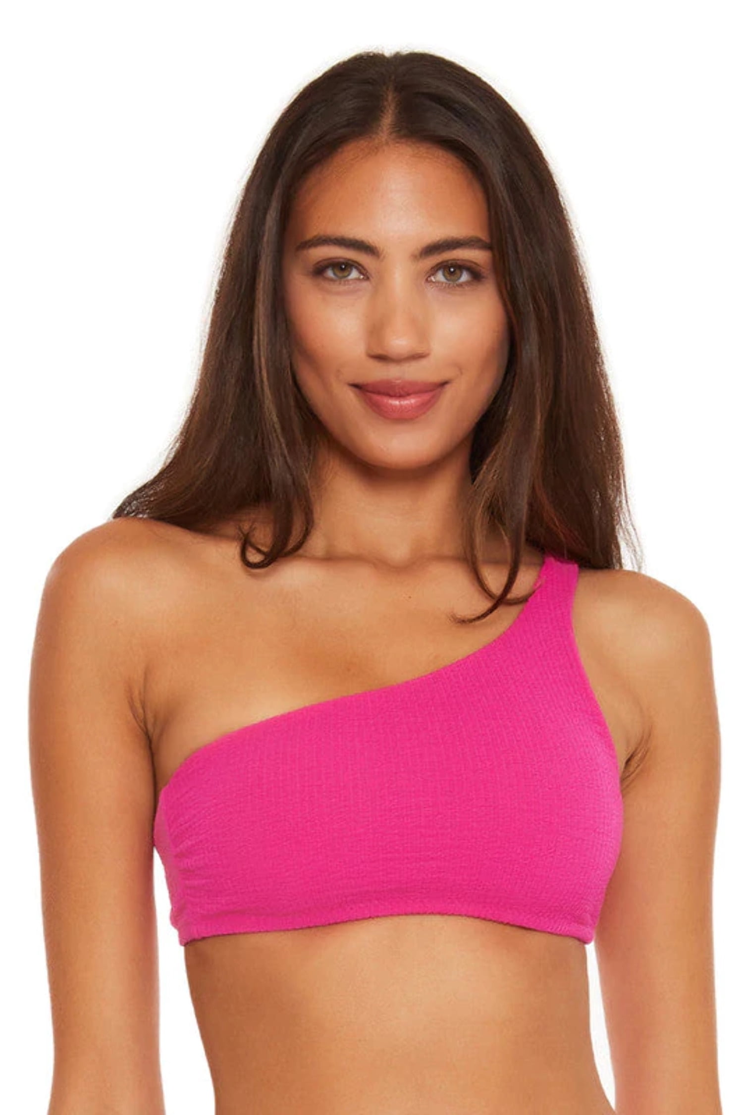 Becca Women's Pucker up Textured Tie Back Bikini Top Swimsuit Pink main image 1