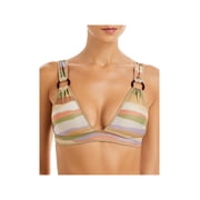 Becca Womens Metallic Beachwear Bikini Swim Top