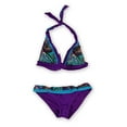 thumbnail image 1 of Becca Womens Paisley Banded 2 Piece Bikini, Purple, Medium, 1 of 2