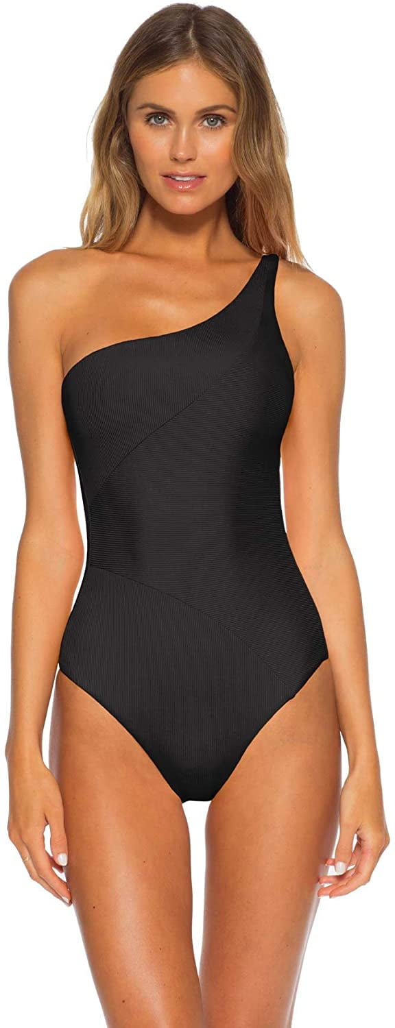 Becca by Rebecca Virtue BLACK Adeline One Shoulder One Piece Swimsuit, US  Large 