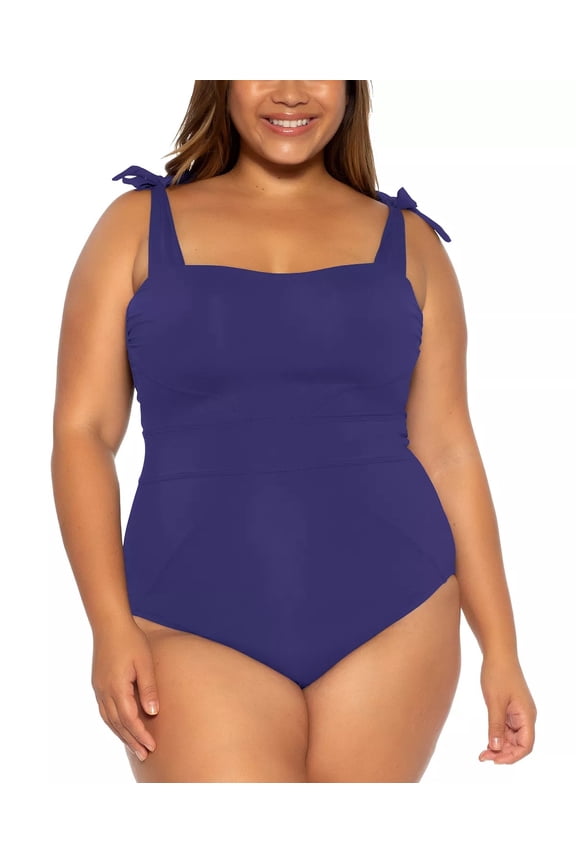 BECCA ETC Women's Plus Size One Piece Swimsuit Blue 1X New
