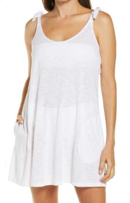 Becca by Rebecca Virtue WHITE Breezy Basic Tie Shoulder Dress Cover-Up, US Large Becca by Rebecca Virtue WHITE Breezy Basic Tie Shoulder Dress Cover-Up, US Large