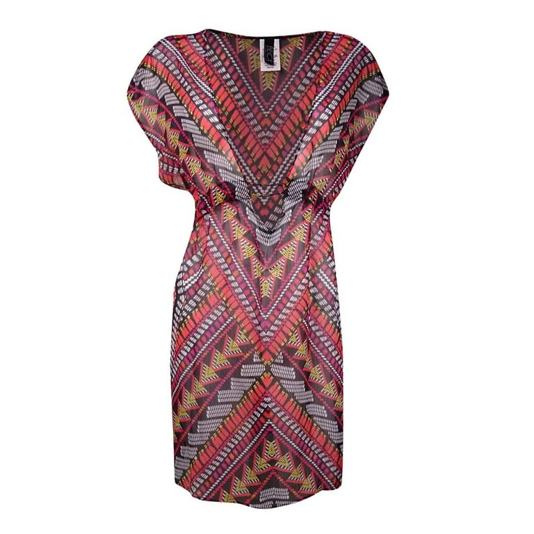 Becca by Rebecca Virtue Women s Beaded Center Dress Swim Cover Up XS S Multi