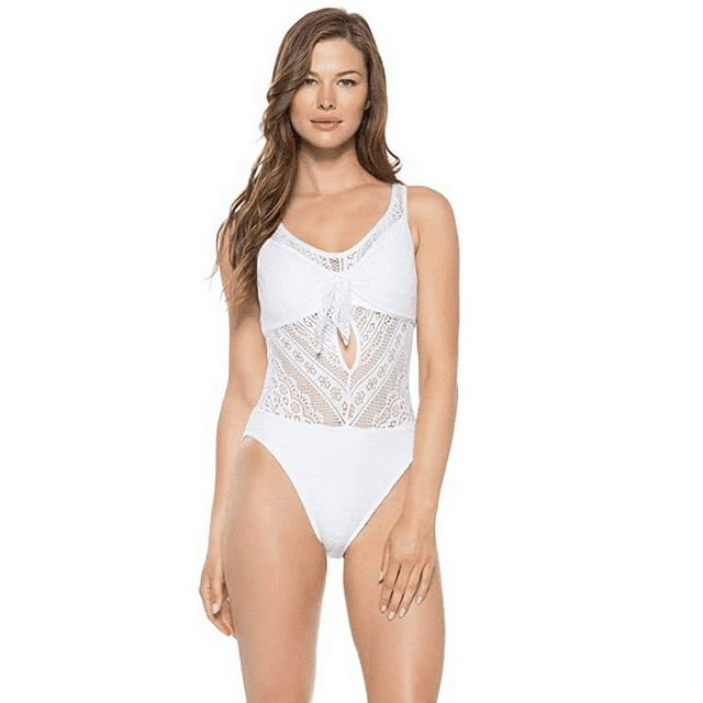 Becca by Rebecca Virtue Women's Tie Front Over The Shoulder One Piece Swimsuit Size Large
