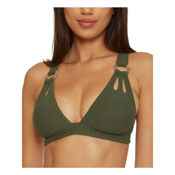 Becca by Rebecca Virtue Womens Ribbed Nylon Bikini Swim top