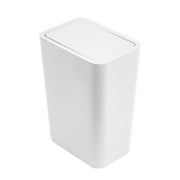 Beccgirl 10 L Small Bathroom Plastic Trash Can with Pop Up Lid, White