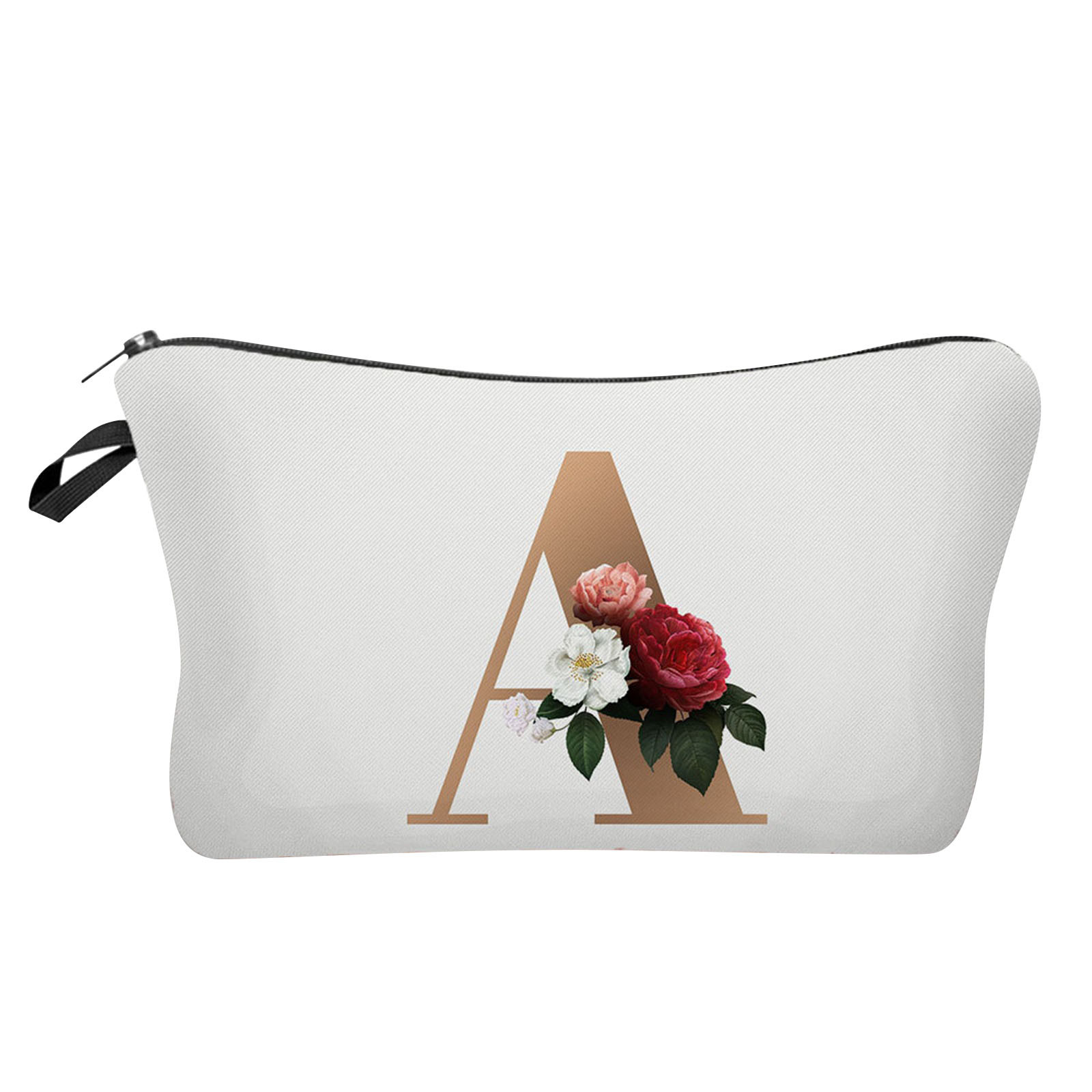 Beccgirl Letter Makeup Bag,Floral Makeup Bag,Small Letter Comestic Travel Bags,Personalized