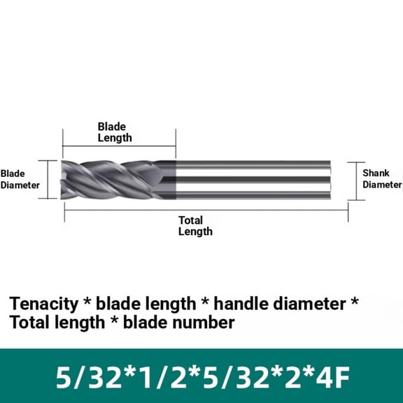 Becikitc 55HRC Tungsten Carbide End Mill, 4 Flute Straight Shank Flat CNC Milling Cutter, 1 Count
